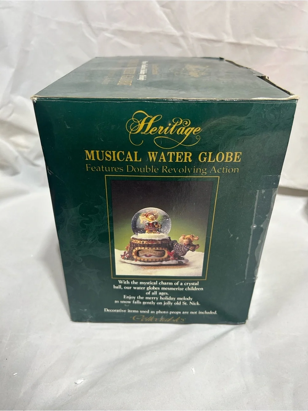 Vintage Heritage Musical Water Globe Moose Angel Carolers Double Revolving